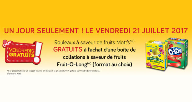 Rouleaux à saveur de fruits Mott’s gratuits