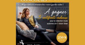3 certificats-cadeaux Alison Sheri de 250$ chacun