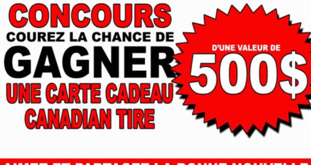 Carte-cadeau Canadian Tire de 500 $