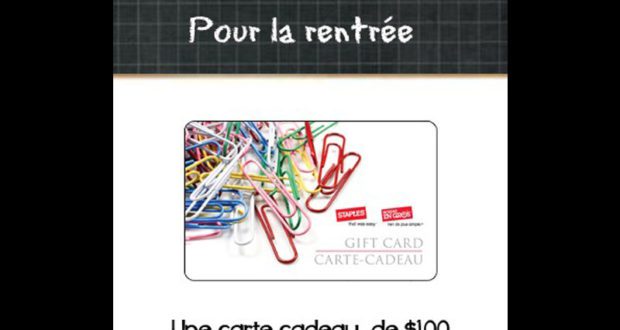 Carte cadeau de 100 $ échangeable chez Bureau en gros