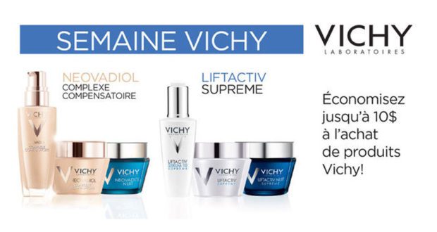 Coupon rabais de 10$ sur les produits Vichy