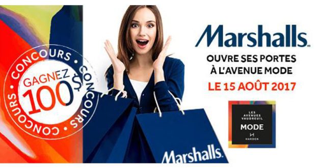 Une carte-cadeau de 100 $ chez Marshalls Canada