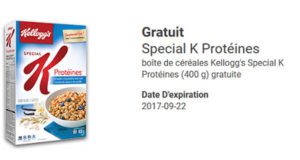 Boîte de céréales Kellogg's Special K Protéines Gratuite