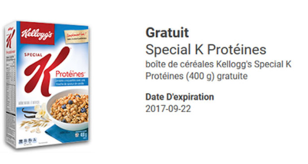 Boîte de céréales Kellogg's Special K Protéines Gratuite