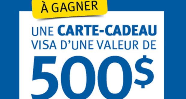 Carte-cadeau Visa d'une valeur de 500 $