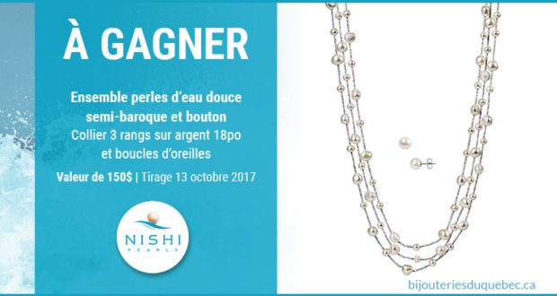 Collier 3 rangs sur argent 18po et les boucles d'oreilles assorties