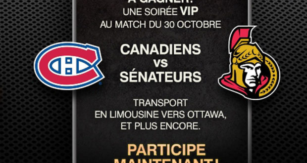 Forfait pour 4 à Ottawa pour voir une partie de hockey (2300$)