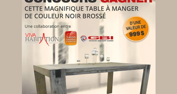 Table à manger de couleur noir brossé (999$)