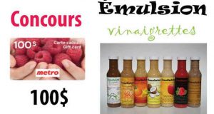 Carte cadeau Metro de 100$ et assortiment de vinaigrettes
