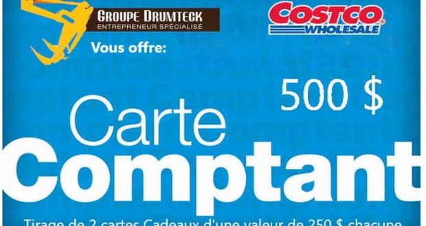 2 cartes cadeaux de 250$ chez Costco