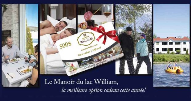 3 Certificats-cadeaux de 500$ au Manoir du Lac William