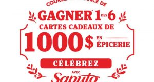 6 Cartes-cadeaux d'épicerie de 1000 $ chacune
