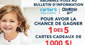 Carte-cadeau Carter's de 1000$