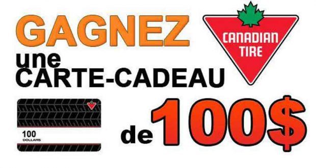 Carte cadeau de 100$ Canadian Tire