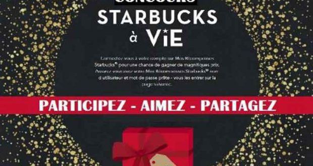 Gagnez du Starbucks pour la vie (59 021 $)