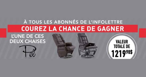 Gagnez un des deux fauteuils PEL de 1219,98 $