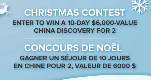 Gagnez un voyage de 10 jours en Chine pour 2 (6198$)