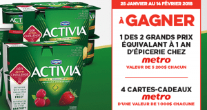 2 grands prix équivalant à 1 an d'épicerie chez Metro (5200$ chacun)