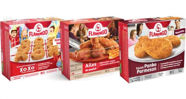 Produits du poulet pané ou les ailes de poulet Flamingo à 5,49$