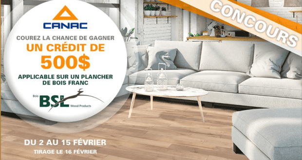 500 $ en crédit applicable sur un plancher de Bois franc BSL