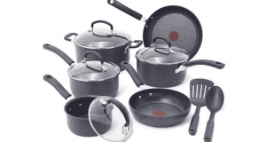 Batterie de cuisine noire antiadhésive de 17 pièces T-fal