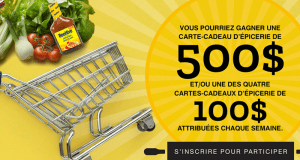 Carte-cadeau d'épicerie d'une valeur de 500$