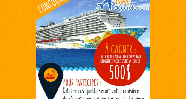 Certificat-cadeau pour une croisière Encore d'une valeur de 500$