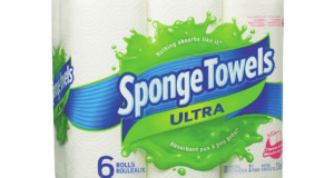 Emballage de 6 rouleaux d’essuie-tout Sponge Towels à 2,99$