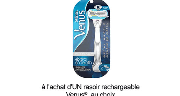 Coupon de 3$ sur un rasoir rechargeable Venus