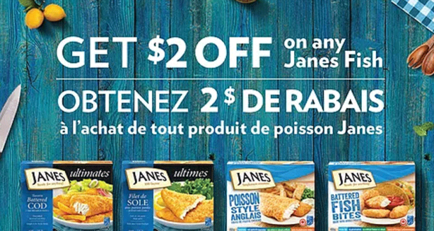 Coupon de 2$ sur tout produit de poisson Janes