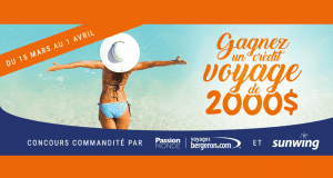 Crédit-voyage de 2000$ offert par Vacances Sunwing