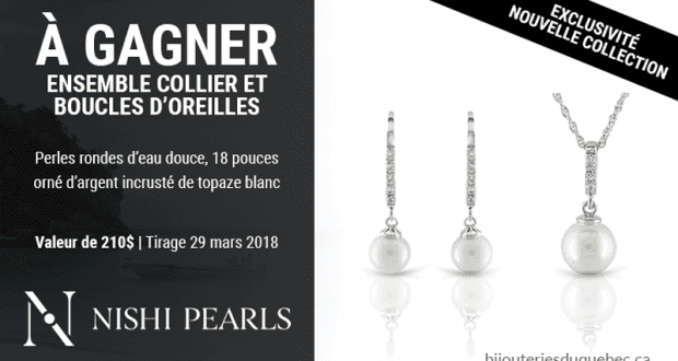 Ensemble collier et boucles d'oreilles, perles rondes d'eau douce