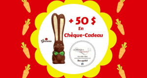Lapin en chocolat 1,5kg + 50$ en chèque cadeau