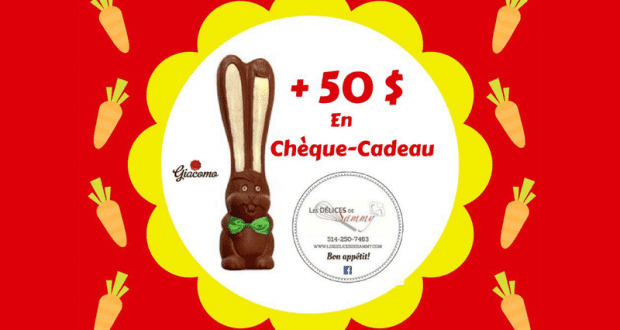 Lapin en chocolat 1,5kg + 50$ en chèque cadeau