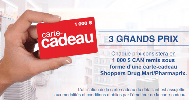 Carte cadeau Pharmaprix de 1000$