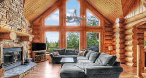 Séjour pour 10 personnes dans un chalet en bois rond avec spa