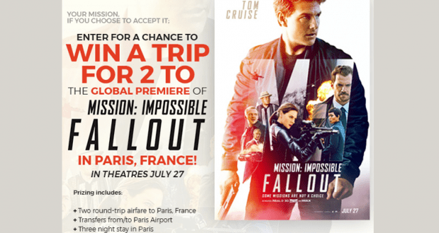 Voyage pour 2 à Paris pour la première de Mission impossible