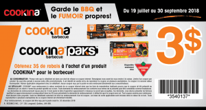 Coupon de 3$ sur un produit Cookina pour le barbecue