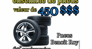 Un ensemble de pneus d'une valeur de 450$