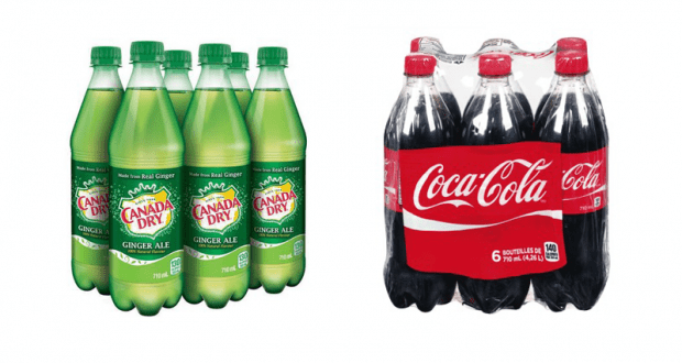 Boissons gazeuses Coca Cola ou Canada Dry à 2$