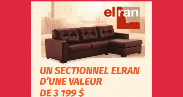 Un sectionnel de marque Elran de 3 199,99$