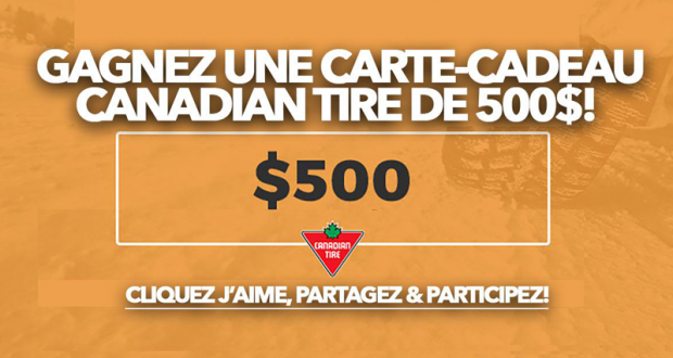 8 Cartes-cadeaux Canadian Tire de 500 $ chacune