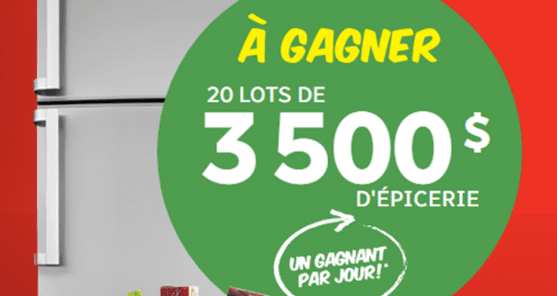 Gagnez 20 Lots de 3500$ d'épicerie (Un gagnant par jour)