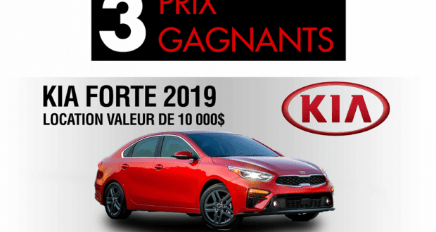 Une location du KIA FORTE 2019 d’une valeur de 10 096 $