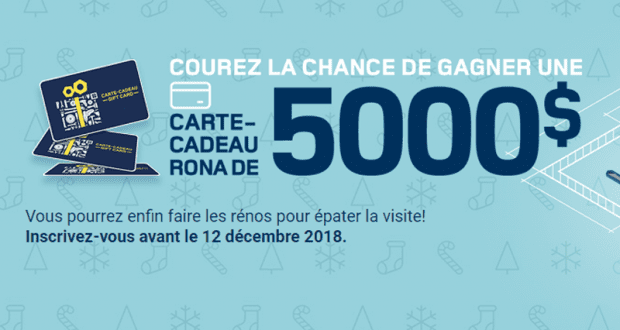 Carte-cadeau Rona de 5 000 $