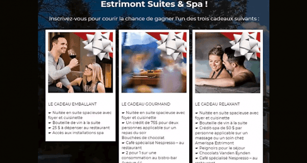 Gagnez l'un des 3 forfaits à l'Estrimont Suites & Spa