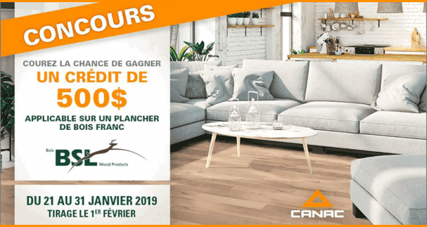 500$ de crédit applicable sur un plancher de bois franc BSL