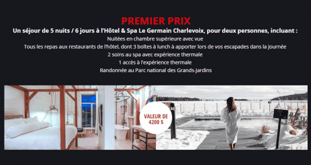 Séjour de 6 jours à l’Hôtel & Spa Le Germain Charlevoix