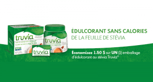 Coupon de 1.50$ sur un emballage d’édulcorant au stévia Truvía