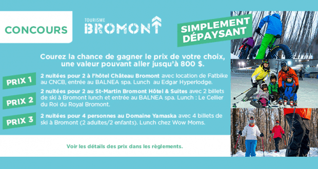 Gagnez 1 des 3 forfaits pour 2 personnes à Bromont